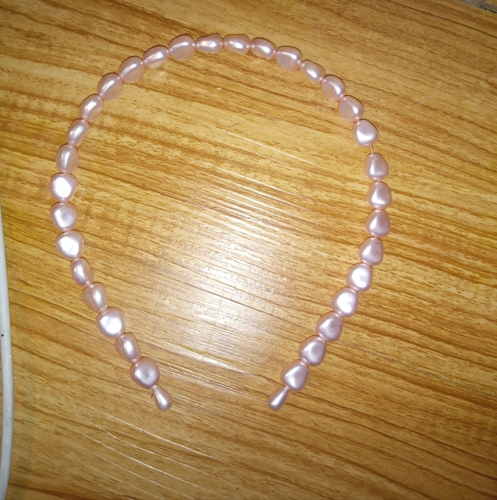 Stunning Blush Pink iridescent "Baroque Pearl" Beaded Headband